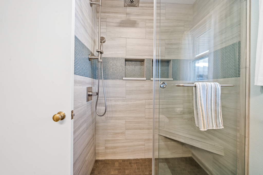 Tile Shower with glass partition